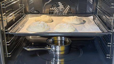 Forno domestico con pane e pentolino d’acqua