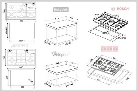Schema dimensioni piano cottura camper