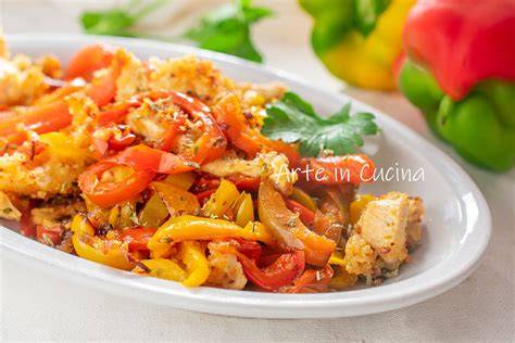 Straccetti di pollo con fagiolini peperoni