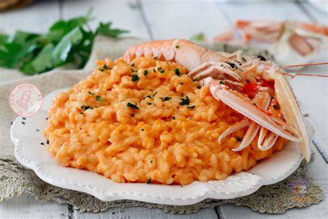 Risotto alla crema di scampi impiattato