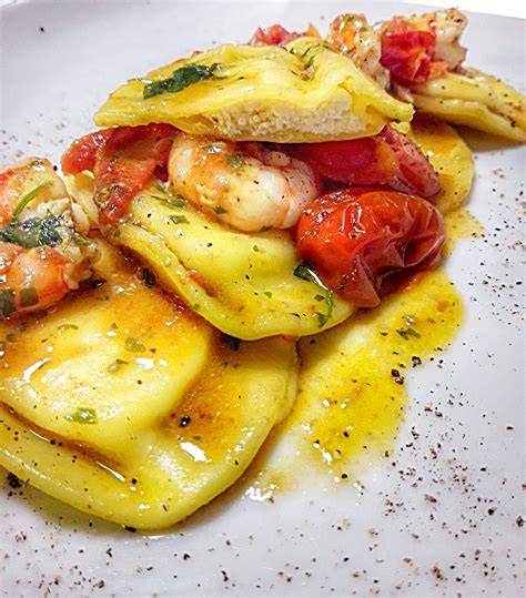 tortelli di scampi e burrata