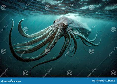 Calamaro gigante illustrazione oceano