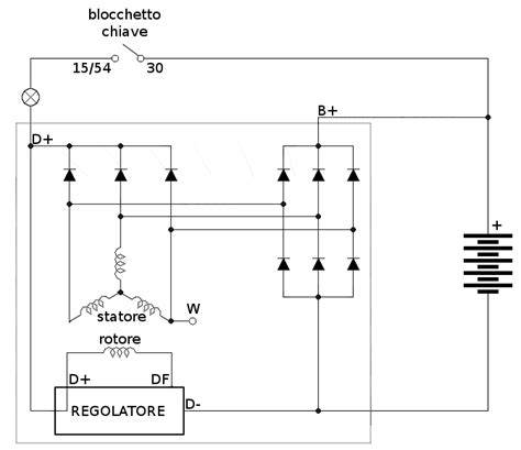 regolatore alternatore batteria auto schema