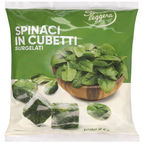 cubetti di spinaci surgelati confezionati