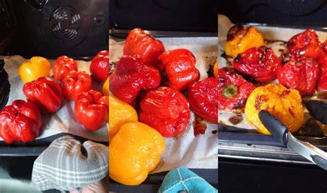 peperoni interi sulla teglia del forno
