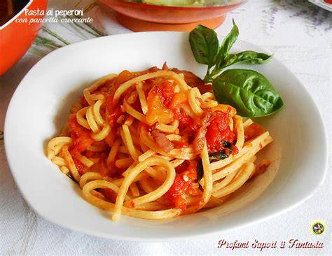 Pancetta croccante con peperoni rossi
