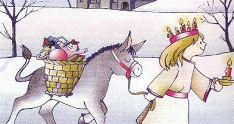 Santa Lucia con asinello e doni