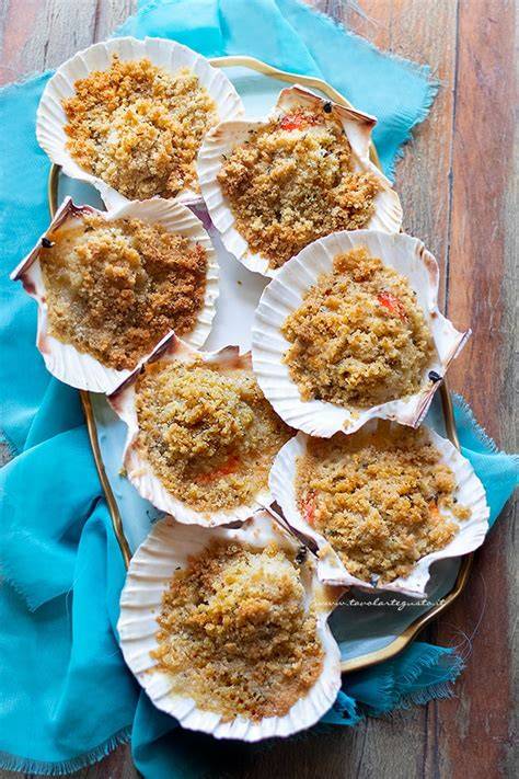 capesante gratinate dorate al forno