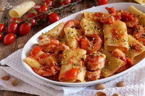 Paccheri con gamberi pomodoro e ricotta