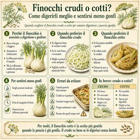 Finocchi crudi e cotti confronto nutrizionale