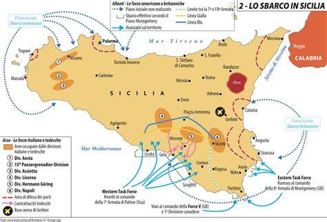 Sicilia 1943 sbarco alleato mappa storica