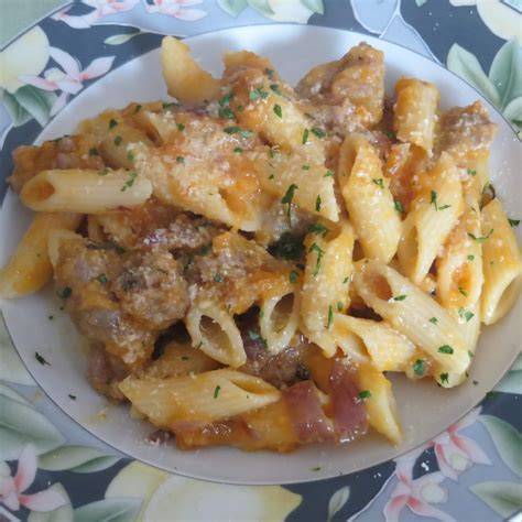 penne zucca salsiccia cremose