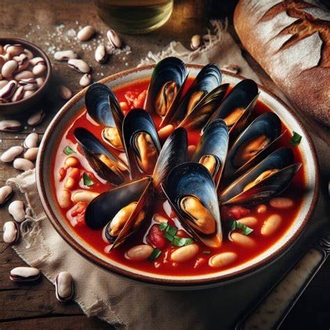 bruschette croccanti con zuppa di cozze